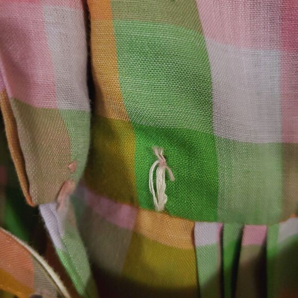 Vintage 1950s Adorable Pastel Plaid Cotton Fitted Full Skirt Shirtwaist Dress - Picture 9 of 16